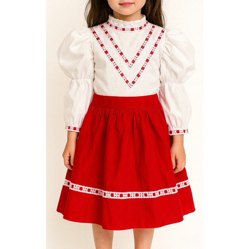 Vintage Girl’s Top Skirt Set 6/7 Victorian Edwardian Regency Party Cottage Retro